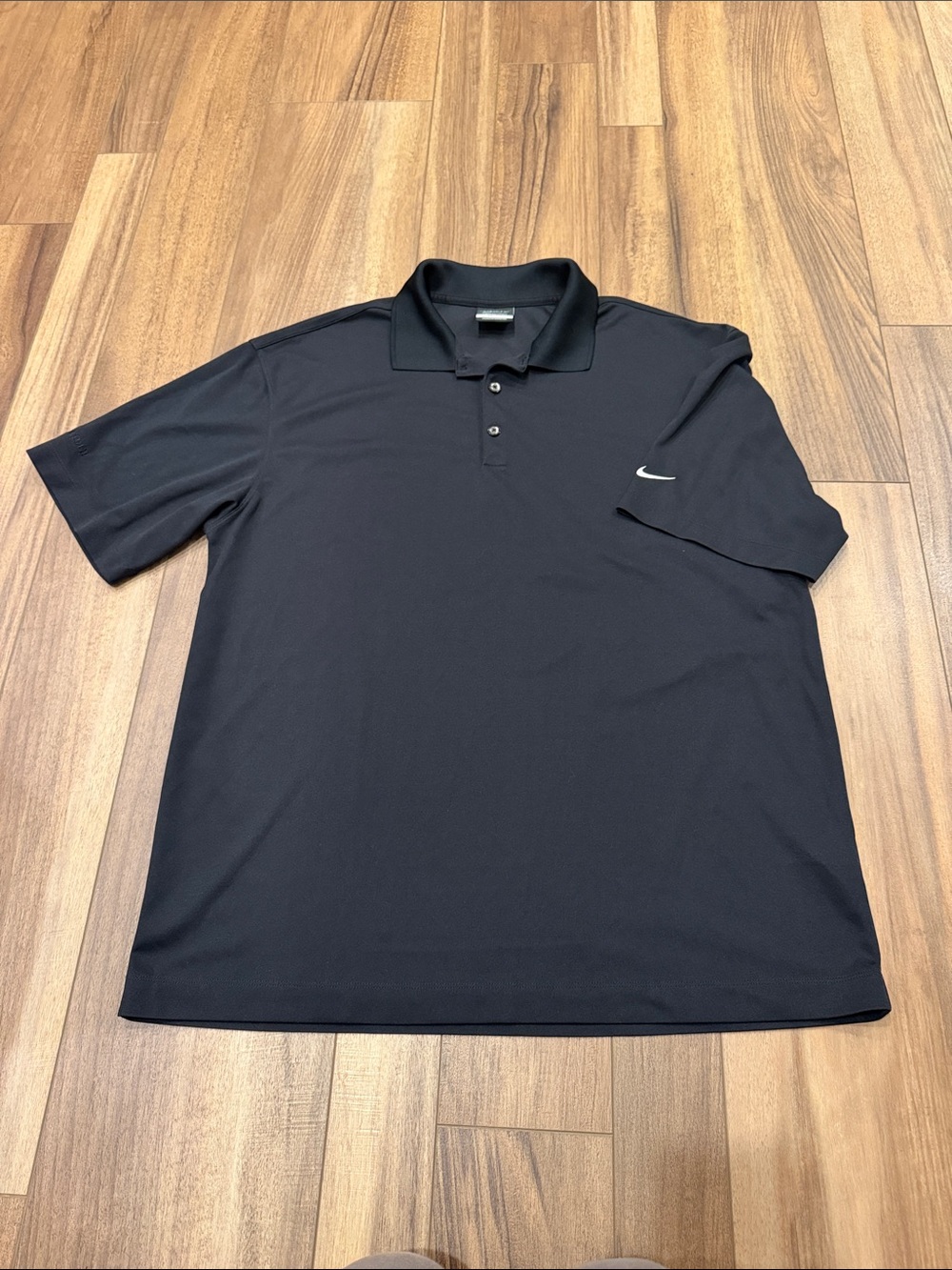 Nike Men's Black Polo with Swoosh Sleeve